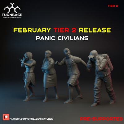 Turnbase Miniatures Modern 4 Panic Civilians Running Zona Alfa Spectre 20mm 28mm