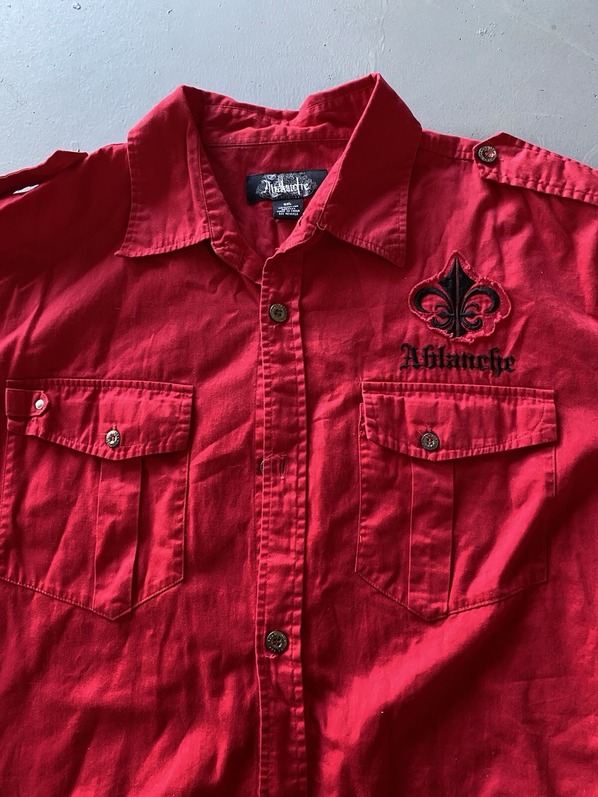 Ablanche Royalty Red Button Down Short Sleeve Shi… - image 2