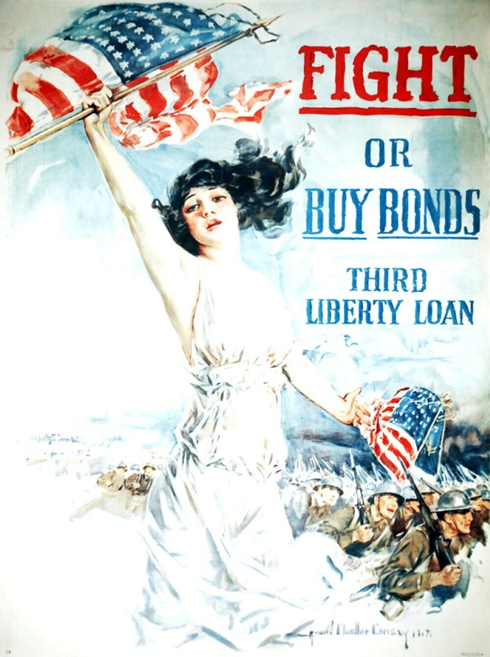 WW1 patriotic bond ad poster for vintage bedroom decor ideas