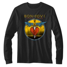 Bon Jovi Mens Long Sleeve T Shirt You Give Love a Bad Name Rock Band Music Merch