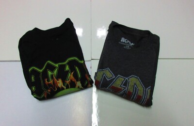 2 AC/DC Men's Black T-Shirt Hells Bells & Regular AC/DC Size L