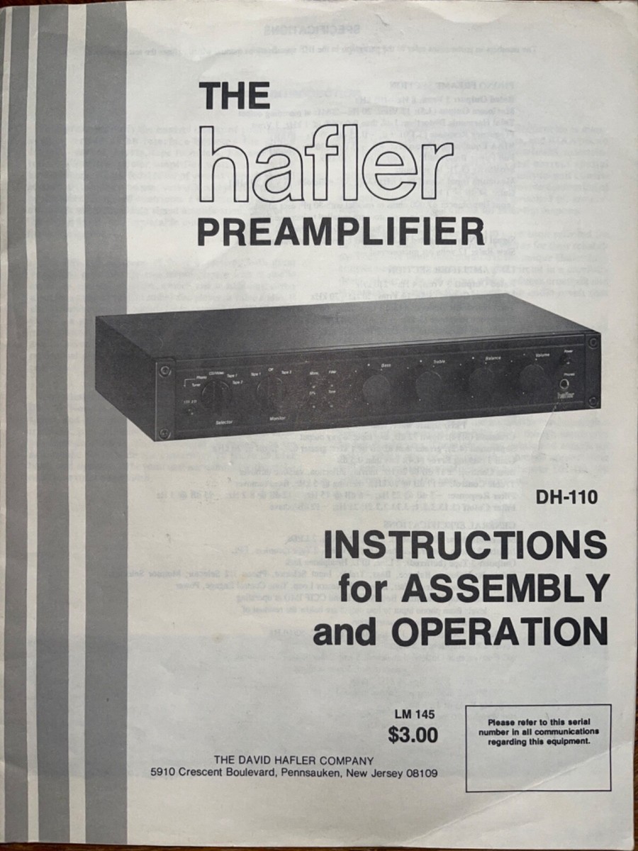 Vintage 80s Hafler Dh-110 Stereo Preamplifier Tested Vintage 80s Hafler Dh-110 Stereo Preamplifier Tested