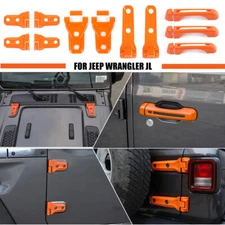 Hood Hinge Door Hinge & Handle Cover Trims for 18+ Jeep Wrangler JL 2Dr Orange