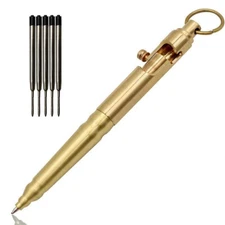 EDC Brass Bolt Pen Ballpoint Rollerball Pocket Signature Pens Office Stationery
