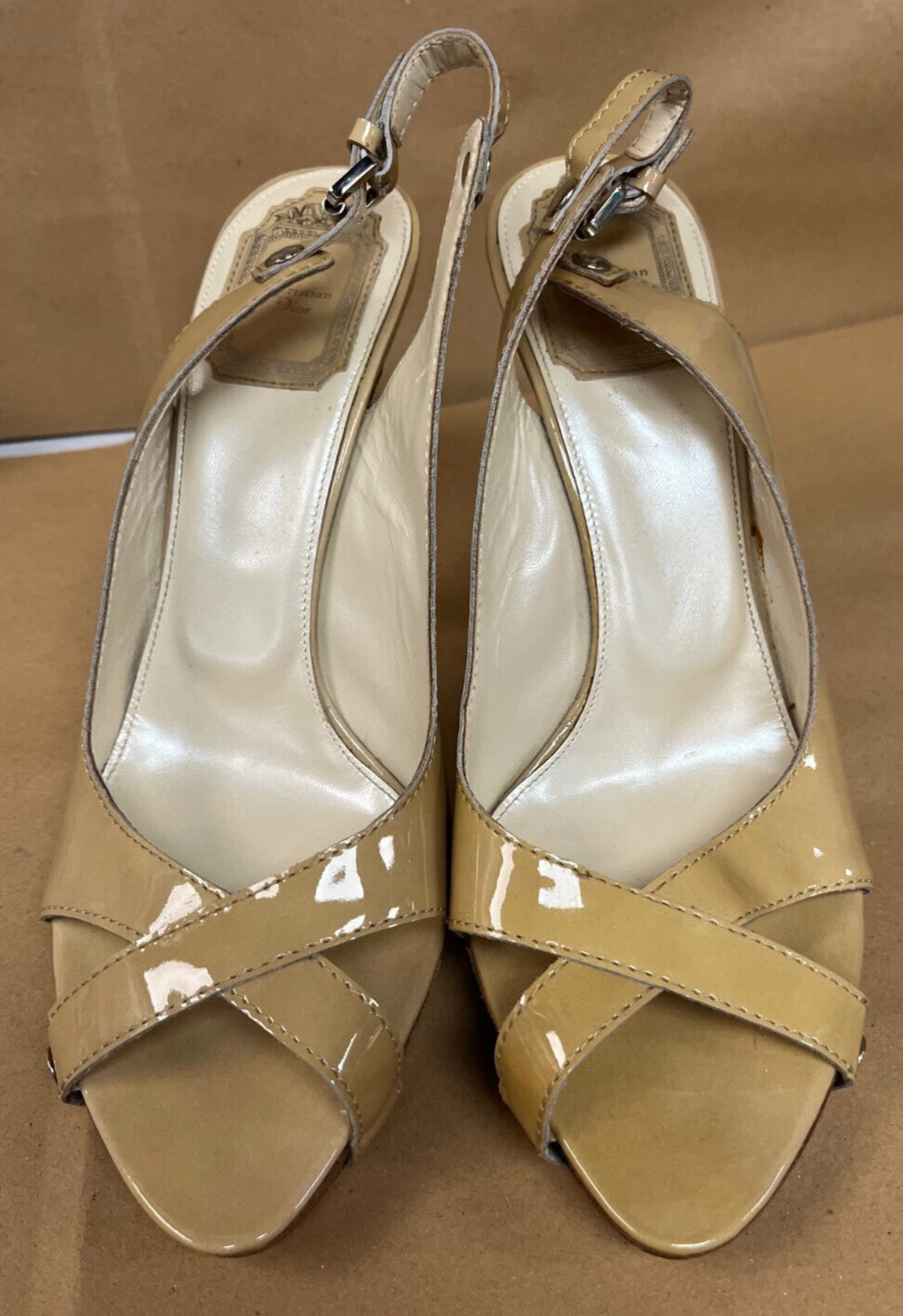 Escarpins à talons femme Christian Dior cuir verni marron EU 39 US 8,5