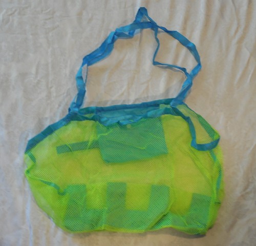 Big Reusable Shopping Bag foldable Into Self Pocket MESH GREEN Blue - Picture 2 of 7