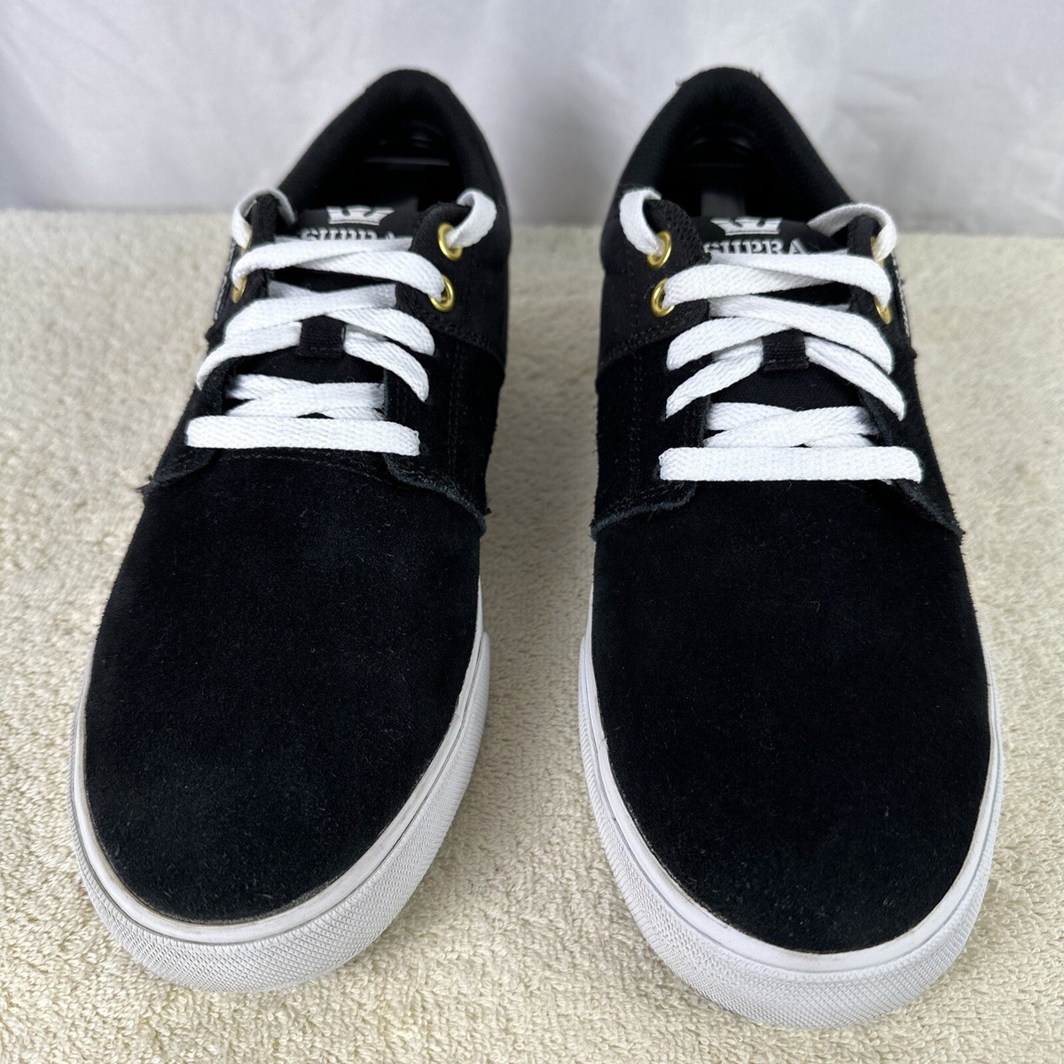 SUPRA Low Top Suede Canvas Skate Shoe Black Men's Size 8 | eBay