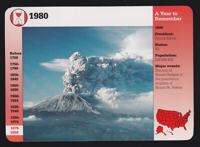 MOUNT ST. HELEN'S 1980 VOLCANO ERUPTION PICTURE GROLIER STORY OF AMERICA CARD