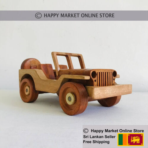 Wooden Toy Jeep Handmade Eco-Friendly Vintage Jeep Model Ornament Kids Toy Gift  - Picture 1 of 12