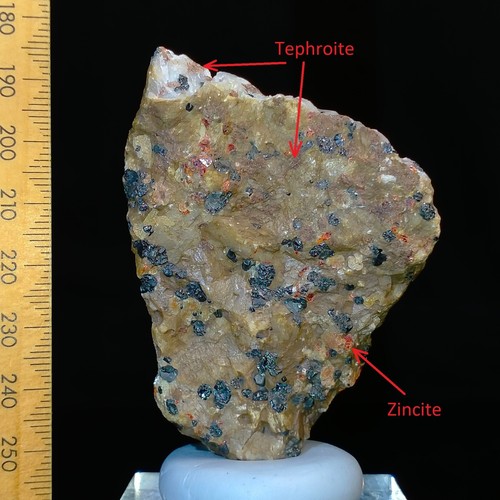 Fluorescent Willemite Calcite w/ Franklinite Zincite Tephroite specimen 611ct - Picture 3 of 9
