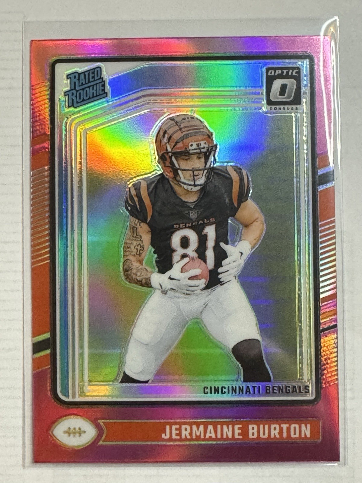 2024 Donruss Optic Jermaine Burton #251 Pink Holo Prizm Rated Rookie RC Bengals