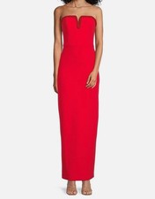 Aidan Mattox By Adrianna Papell Womens Red Bonded Crepe Column Gown Dress Size 8
