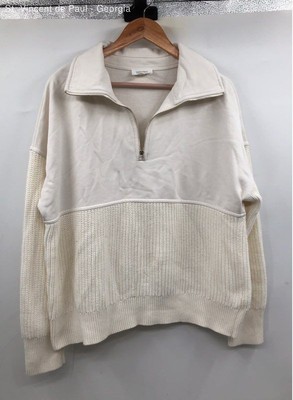 Haven Well Within Ivory Knit 1/4 Zip Pullover Tight Knit Top Sweater - Size XL