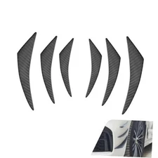 6PCS Car Spoiler Canards Kit, Auto Front Bumper Lip carbon fiber black