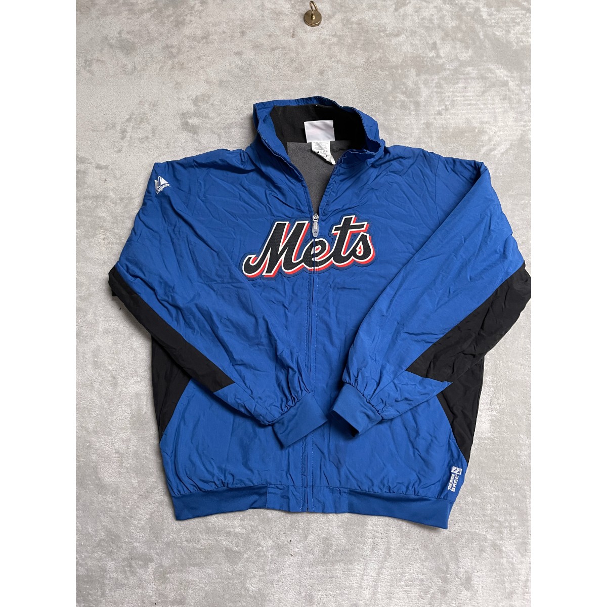 Vintage New York Mets Jacket Men Large Blue Black Majestic Baseball MLB Full Zip