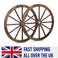 2pcs Retro Wooden Wagon Wheel Decor Wall Hanging Wood Wheel DecorView