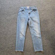 Everlane Jeans Womens 29 Blue Curvy Cheeky Tapered Leg Crop Distressed Raw Hem