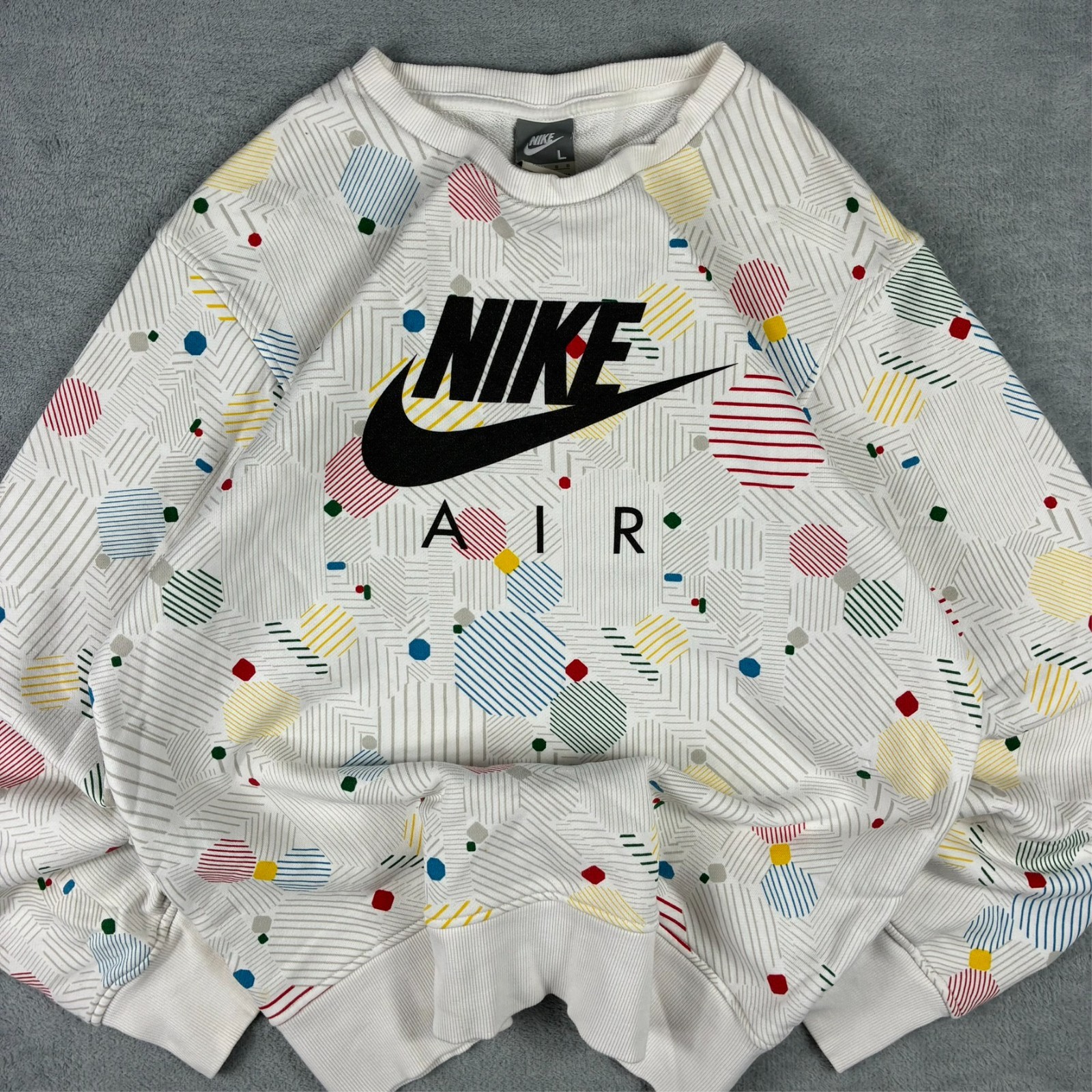 Women's Vintage Nike Air 2000's Colourful Geometric Graphic Sz Large Sweatshirt image 3