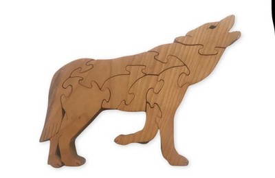 WOLF Wooden Interlocking 3D Puzzle USA Made 7.5 x5  NEW Handmade
