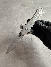 7.7" Spring Assisted Folding Pocket Knife, Stainless Steel Handle