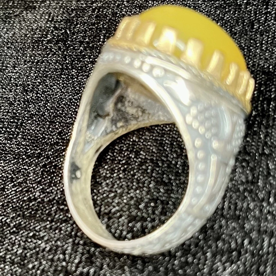 925 银男士戒指 • 黄色玉凸圆形 • 土耳其手工制作 — 第 4/4 张图片