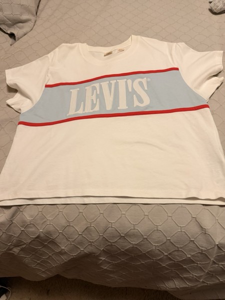 Levi’s Women’s White Logo Crew Neck Short Sleeve Lightweight Cotton T-Shirt L