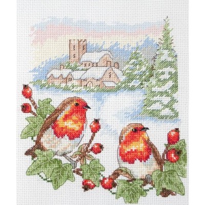 Anchor counted cross stitch kit ''Winter Robin'', 19,5x16,5cm, DIY