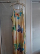 NWT WOMEN'S PLUS SIZE 3X YELLOW BUTTERFLIES MAXI DRESS