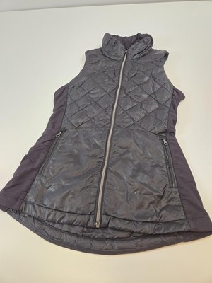 Lululemon Quilted Down Vest Women 4 Black Insulated Puffer Zip Pockets High Neck