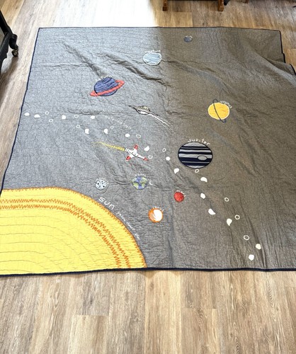 Pottery Barn Kids Quilted Solar System Astronaut Space Planets Full Queen