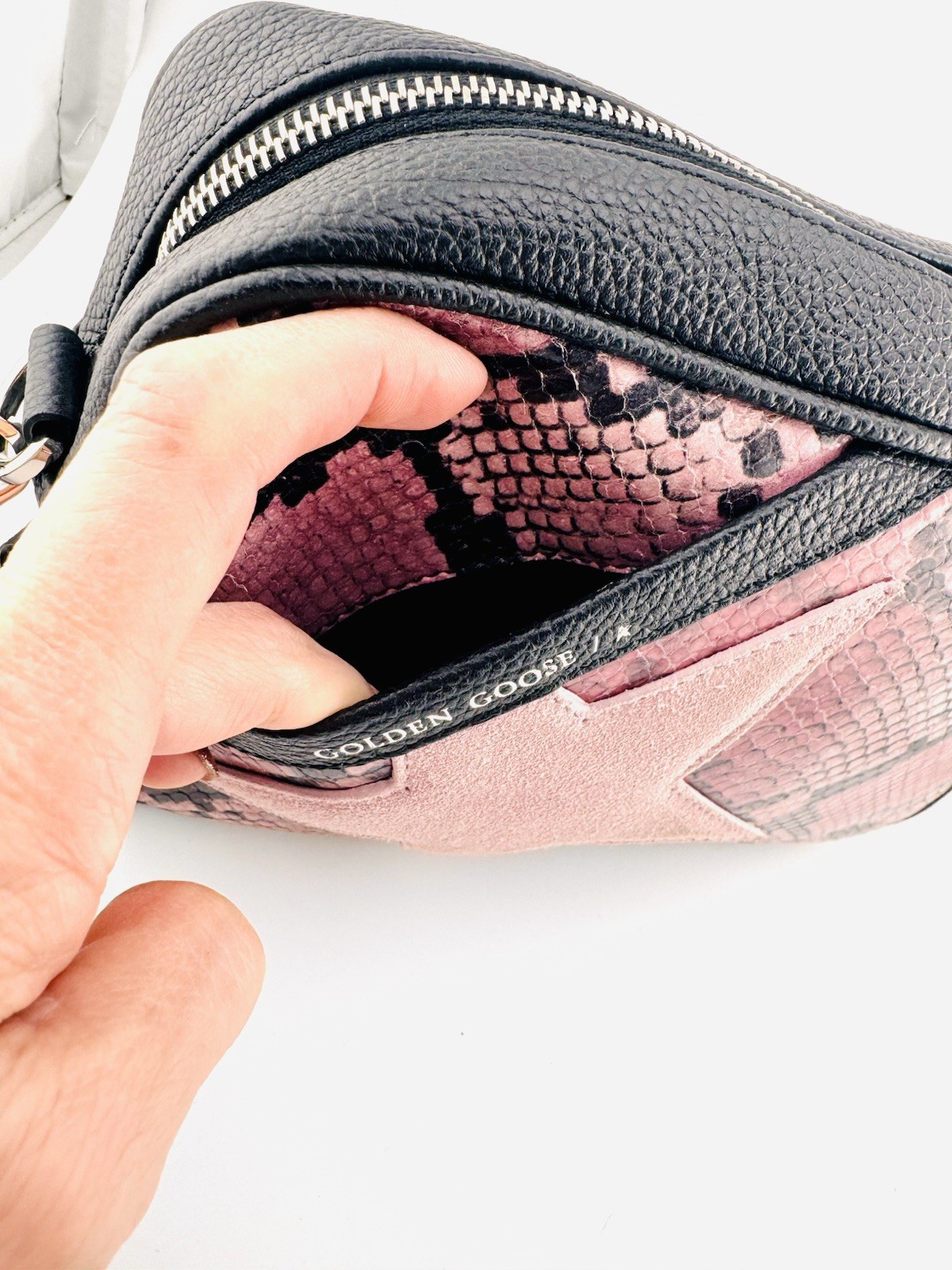 Golden Goose Pink Black Python Star Shoulder Bag … - image 3