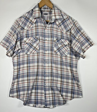 Vintage Levi's Western Plaid Pearl Snap Shirt Mens Large 70s 80s Cowboy Retro