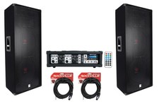  2 Rockville RSG15.24 Dual 15  3000w 3-Way DJ/Pro Audio Speakers Powered Mixer