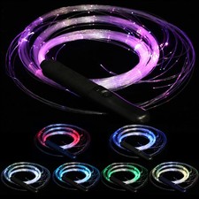 Rechargeable LED Fiber Optic Space Dance Whip Light 7 Colors 4 Modes Black