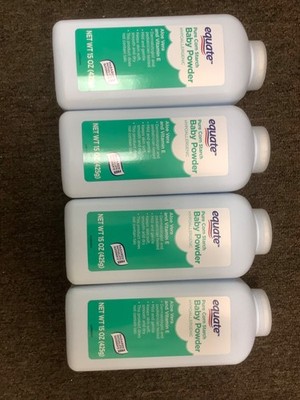 4*Equate Pure Cornstarch Baby Powder, Hypoallergenic, Vit E & Aloe 15oz each