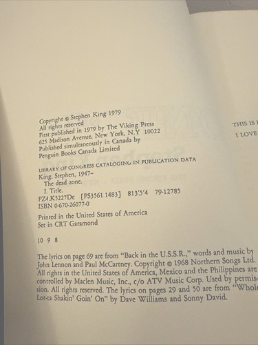 Dead Zone by Stephen King (1979, Hardcover) - Picture 3 of 8