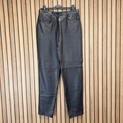 Gerry Weber Genuine Leather Jeans Trousers Soft Nappa 12 14 Black W30 L30
