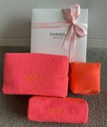 Chanel Beauty Vip Gift Set of 3 x pieces Neon Orange Red Toiletries Bag Pouch