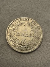 🥰1885J 1 Mark G. Empire Wilhelm I Scarce Date Low Mintage