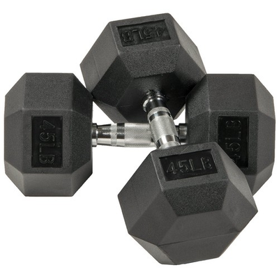 #ad BalanceFrom Rubber Encased Hex Dumbbells 45 lbs Pair Black $66.98