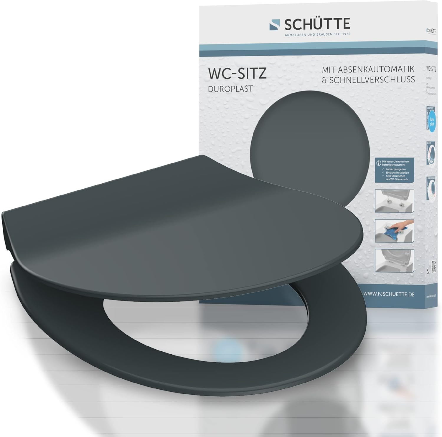 Abattant WC anthracite 82704 déclipsable pour un nettoyage facile