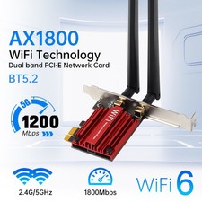Desktop AX1800 PCIE Gaming WiFi Card WiFi 6 Dual Band Wireless Bluetooth Adapter