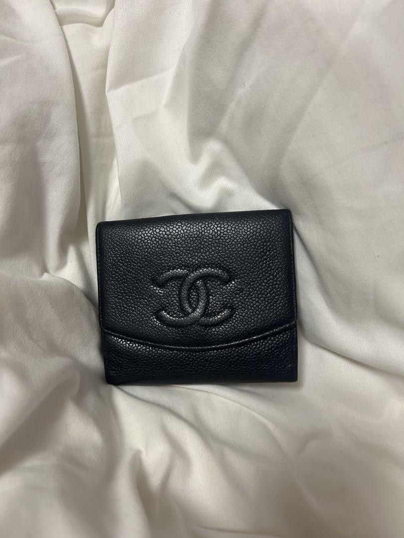 Chanel Black Leather Bifold Wallet with CC Logo