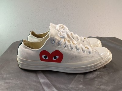 Comme des Garcons Play Converse Chuck 70 Low Cream Heart 150207C Men's Size 12