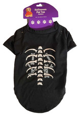 Halloween Pet Tee Med Dog Skeleton Graphic Print Shirt 14-16 inch Back Length