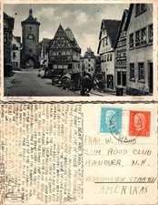 Rothenburg Germany Half Timbered Houses Street Tower Postcard