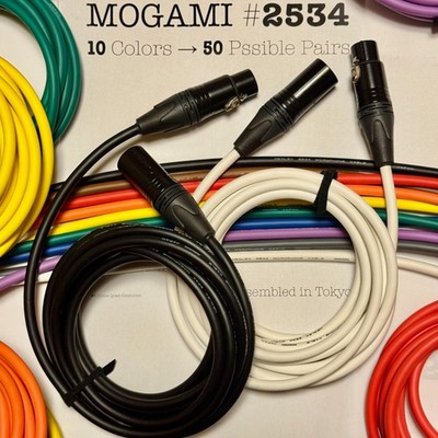 Mogami 2534   2 pcs   50-color pair options   Neutrik XLR   Select Length