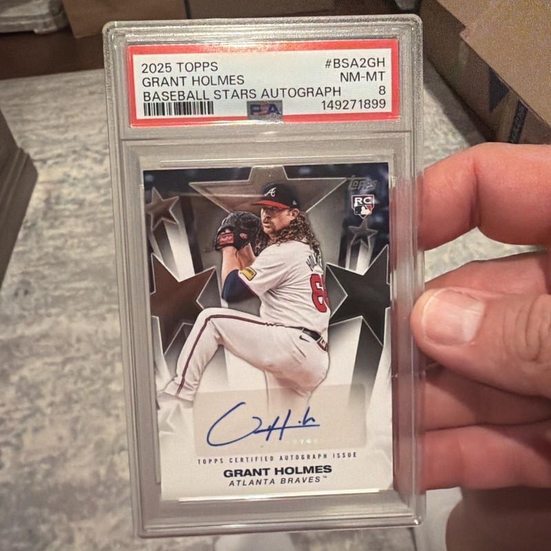 25 Topps Series 2 Baseball Stars Auto Grant Holmes Rookie #BSA2-GH Braves🔥PSA 8