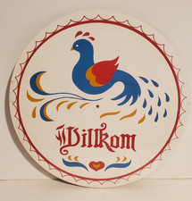 PENNSYLVANIA DUTCH COUNTRY AMISH HEX SIGN 7.5" WILLKOM "WELCOME" DISTLEFINK BIRD
