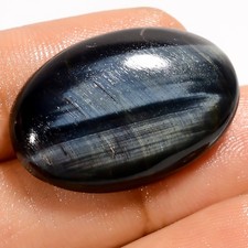 100 Natural Blue Tiger Eye Oval Shape Cabochon Gemstone 26 Ct 27X18X6mm EE52007